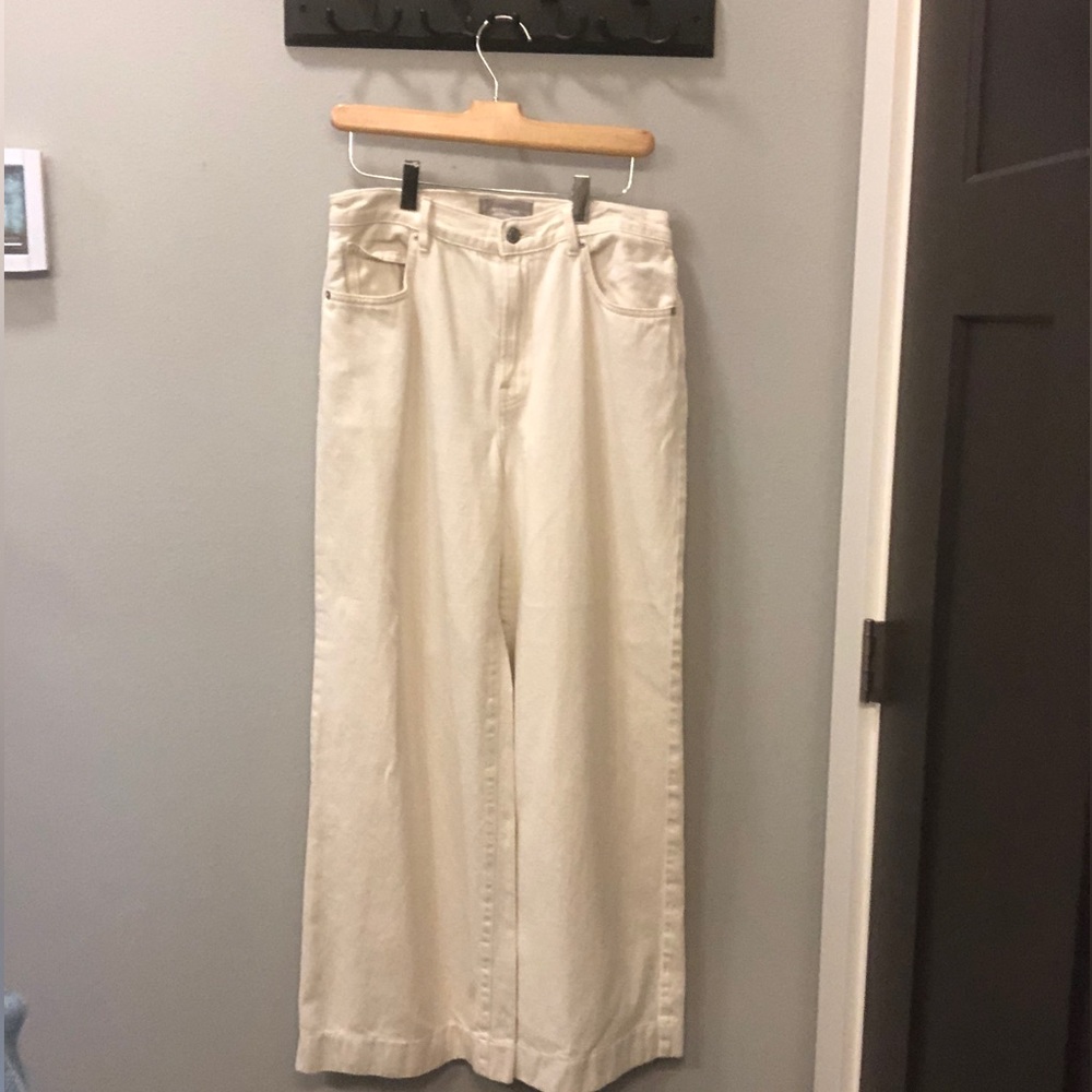 Everlane Cream Flare Wide-Leg Jeans High-Waisted